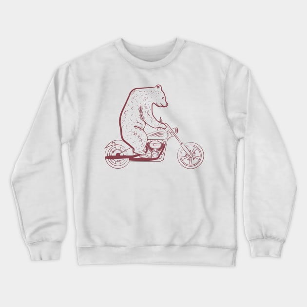 Bear on a motorcycle Crewneck Sweatshirt by lakokakr